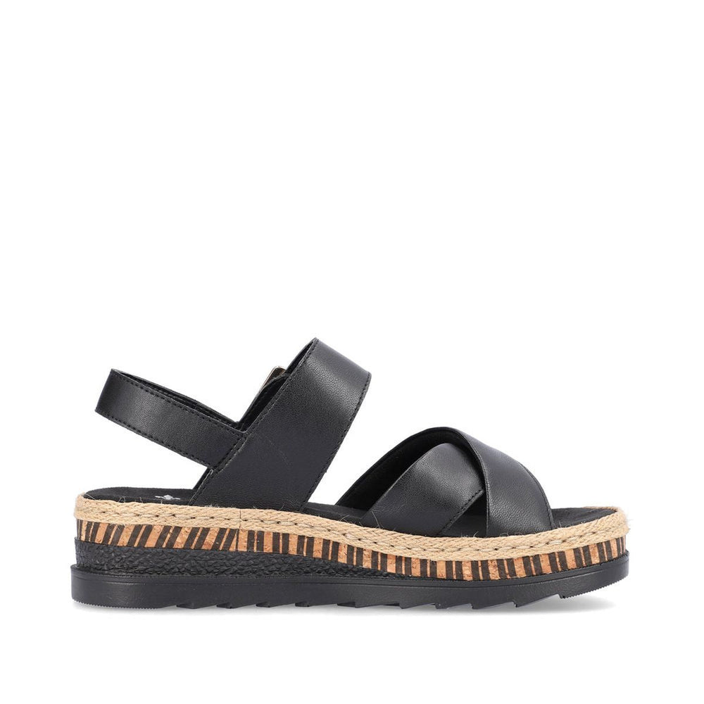 Rieker V7951 Women's Wedge Sandals – Black