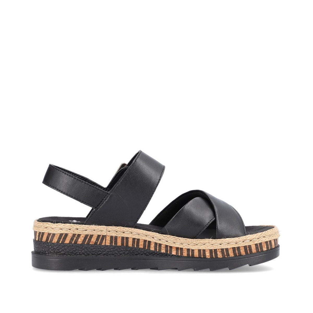 Rieker V7951 Women's Wedge Sandals – Black