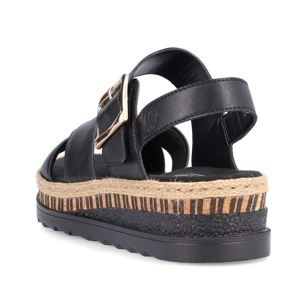Rieker V7951 Women's Wedge Sandals – Black