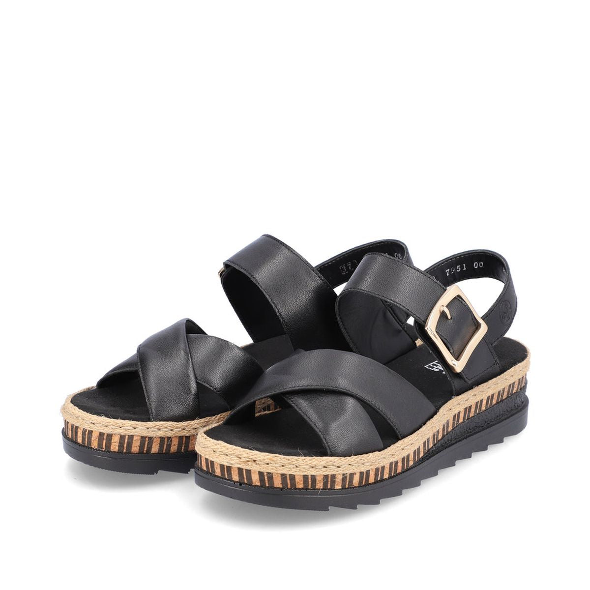 Rieker V7951 Women's Wedge Sandals – Black