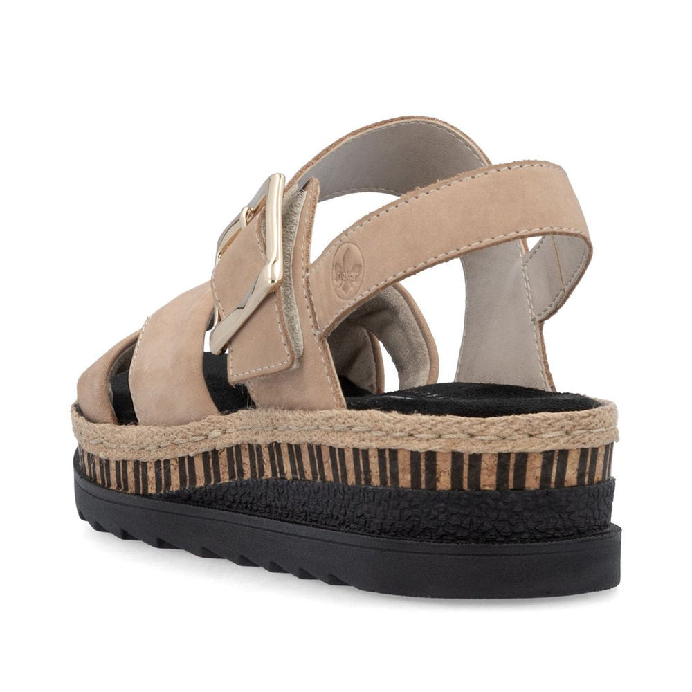 Rieker V7951 Women's Wedge Sandals – Beige