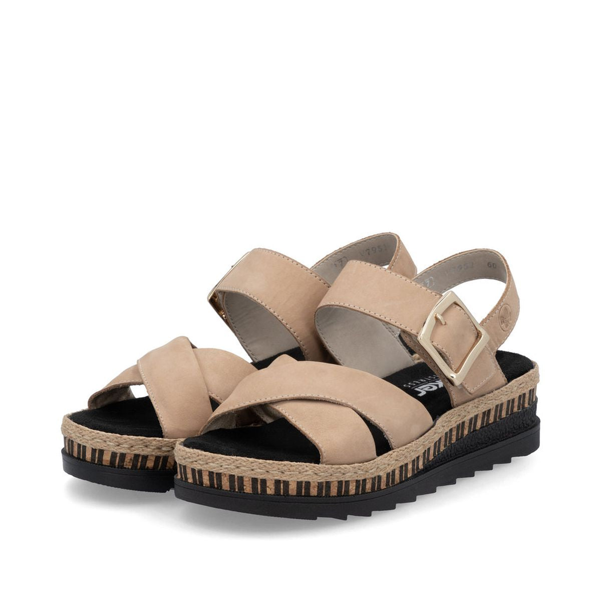 Rieker V7951 Women's Wedge Sandals – Beige