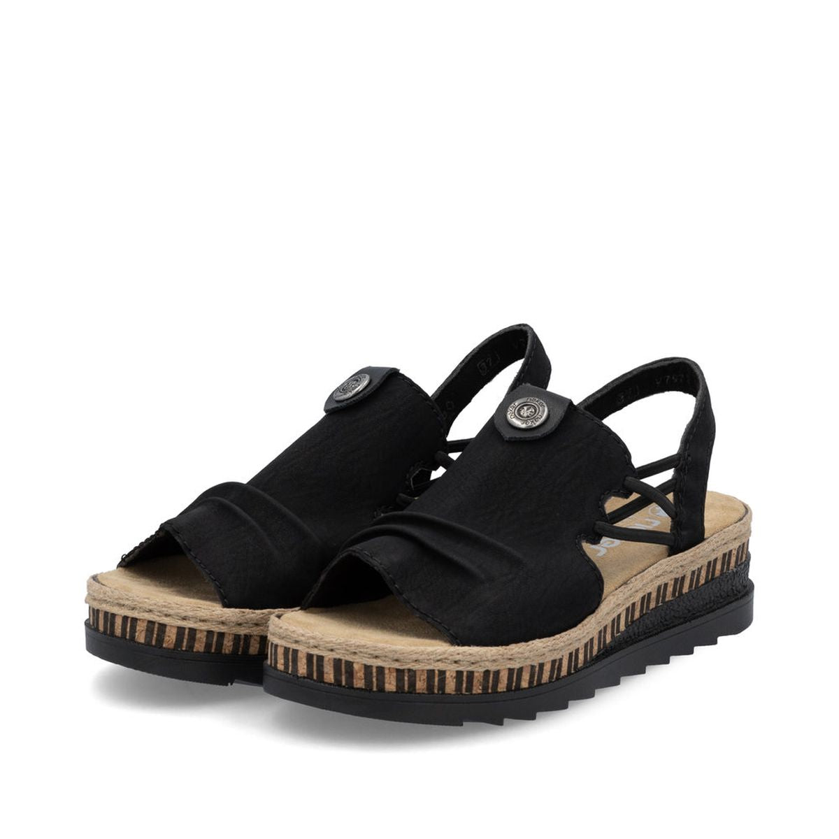 Rieker V7972 Women's Wedge Sandals – Black