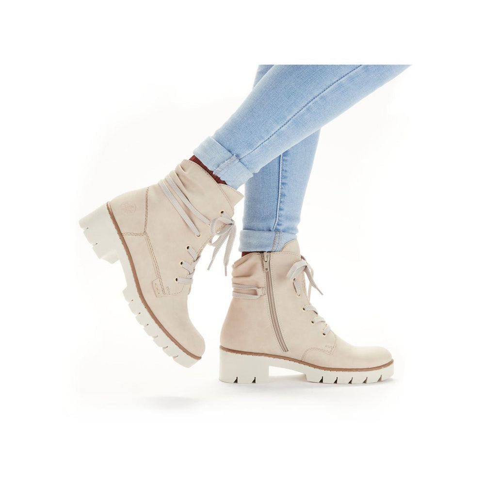 X5717 Lace Up Boots with Side Zipper