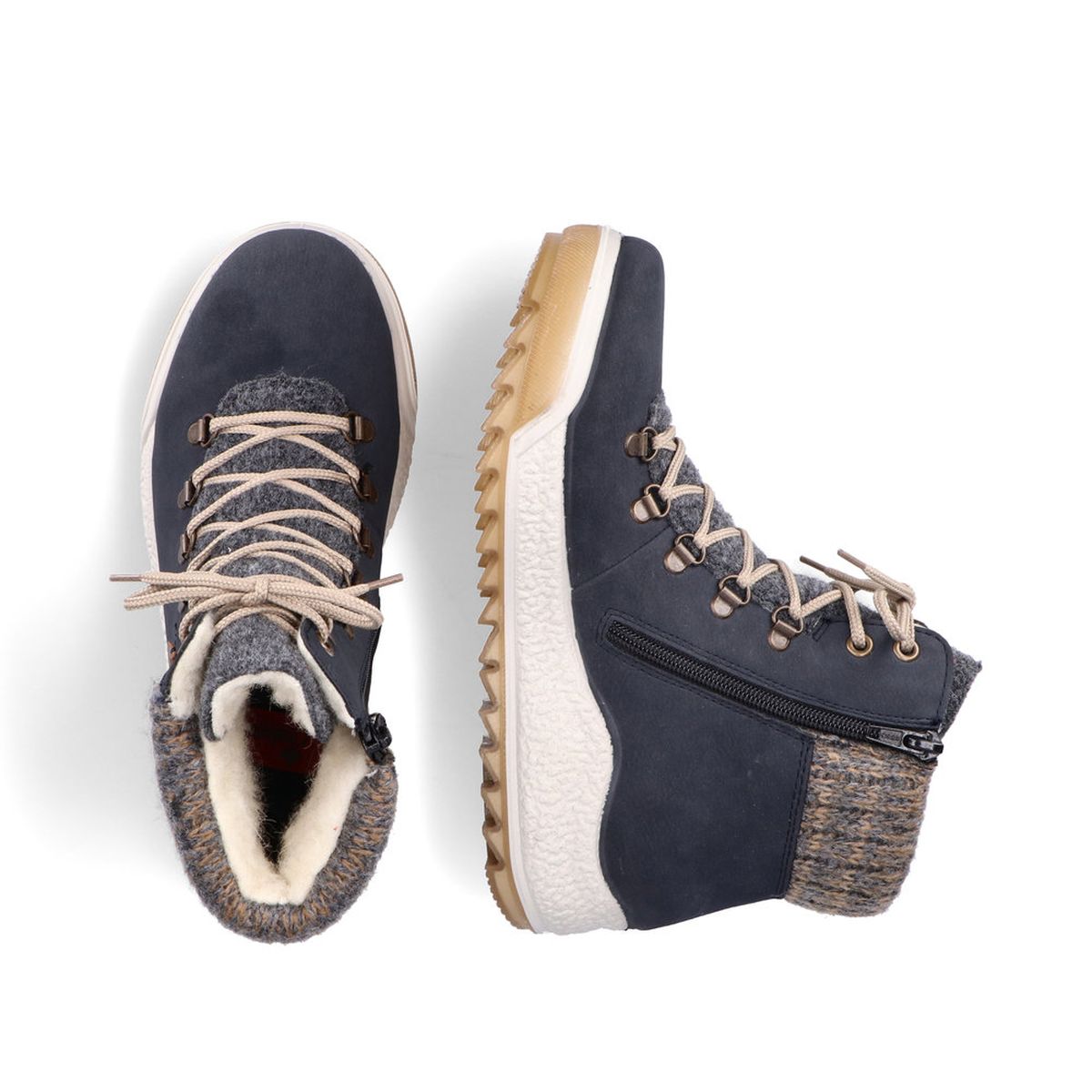 Rieker Y4730 Casual Lace Up Boots with Side Zip