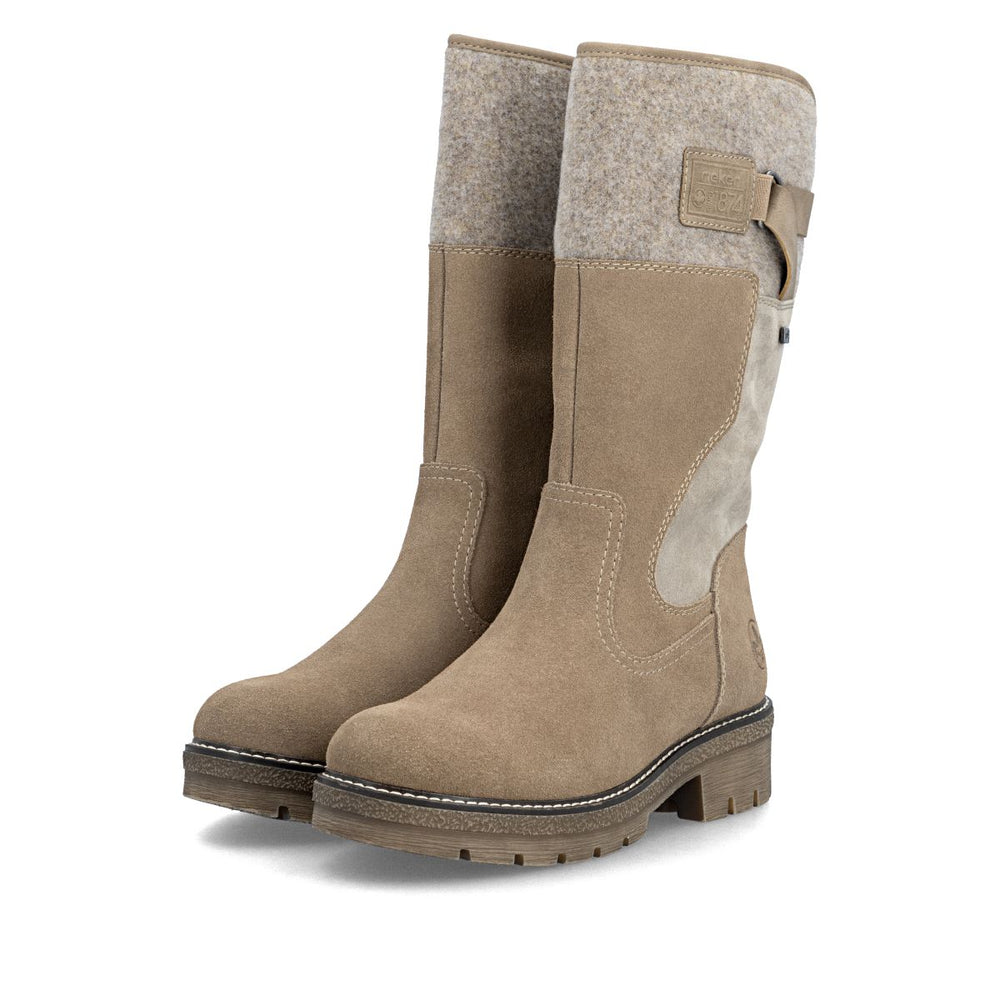 Rieker Y8153 Women's Tall Waterproof Boots - Beige