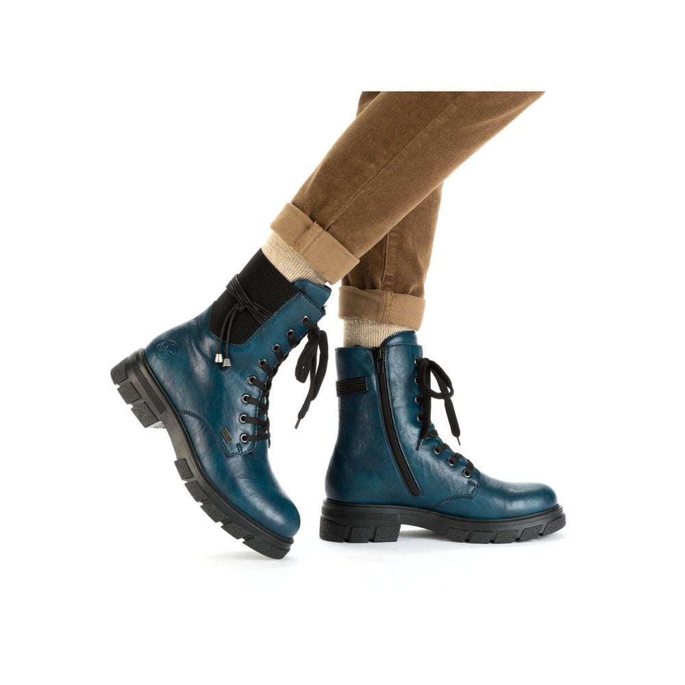 Z9124 Lace Up Biker Boots with side zip