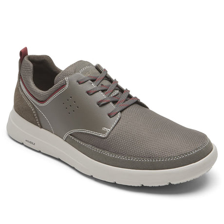 Men’s greyish-brown plain toe sneaker with textile mesh panels, matching laces, and a flexible off-white sole. Style #CI7098