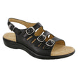 SAS Mystic women’s slingback sandal featuring four adjustable buckles, cushioned microfiber insole, and a shock-absorbing sole with a 1.375-inch heel. Style #3110-1013