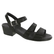 SAS Savanna women’s black leather heel strap sandal with adjustable buckle, contoured padded insole, antimicrobial lining, and rubber outsole.
Style #3707-544