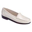 SAS Simplify women’s slip-on loafer in Bone/Pearl soft leather with smooth finish, padded lining, removable cushioned footbed, and 1-inch heel for versatile everyday wear.
Style #1550-175