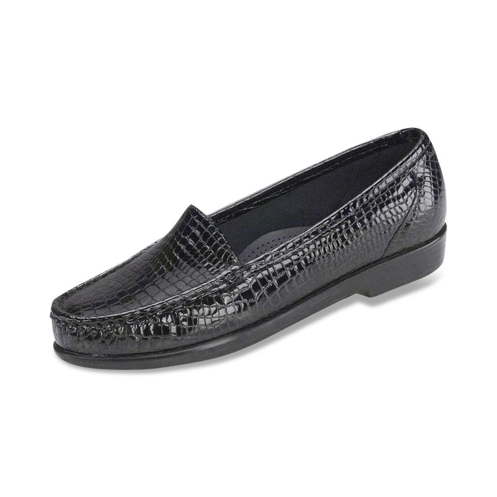 SAS Simplify Women's Slip On Loafer In Black Crocodile