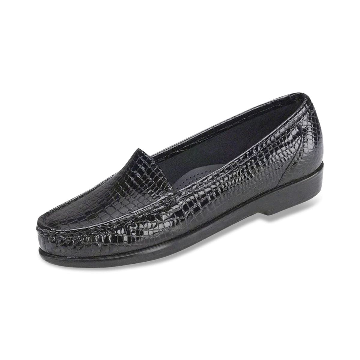 SAS Simplify Women's Slip On Loafer In Black Crocodile