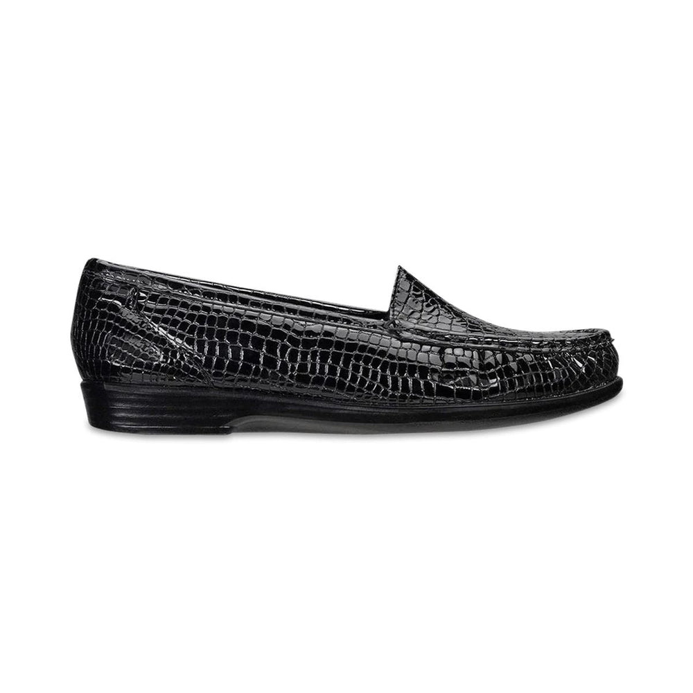 SAS Simplify Women's Slip On Loafer In Black Crocodile