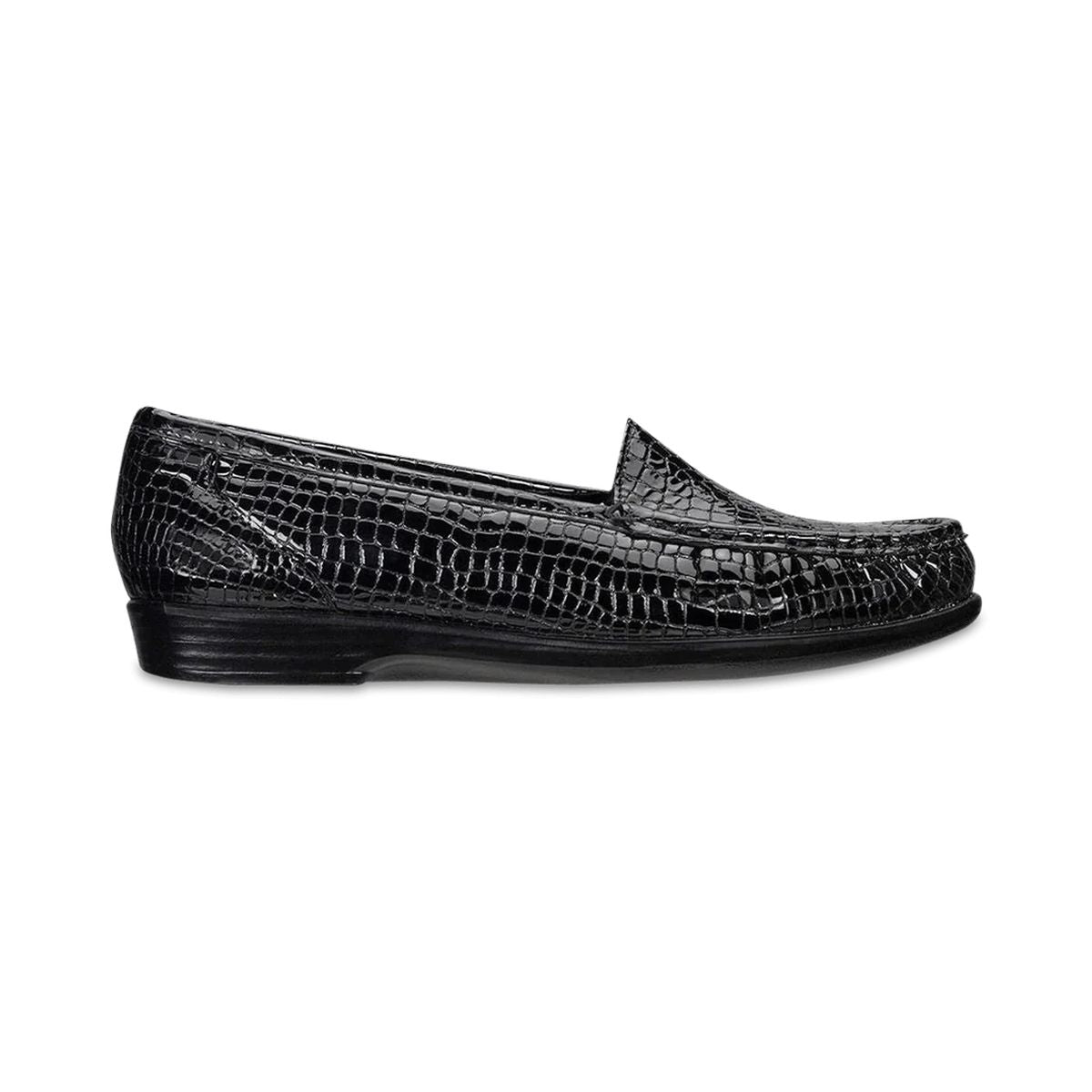 SAS Simplify Women's Slip On Loafer In Black Crocodile