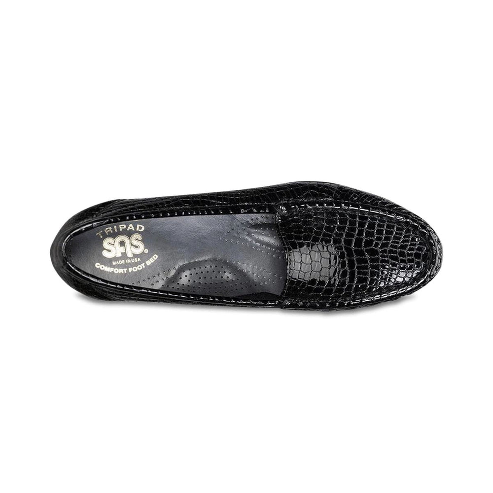 SAS Simplify Women's Slip On Loafer In Black Crocodile