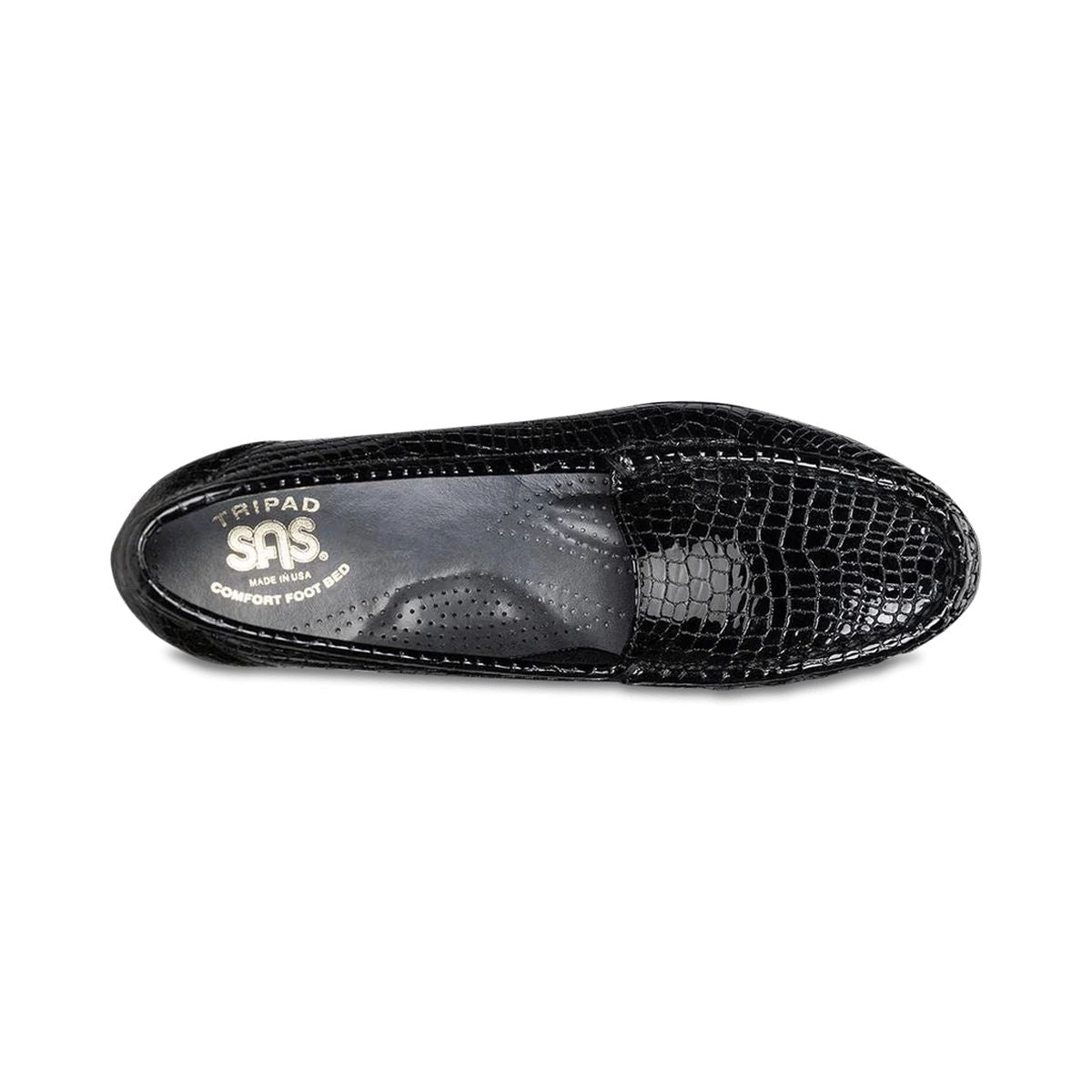 SAS Simplify Women's Slip On Loafer In Black Crocodile
