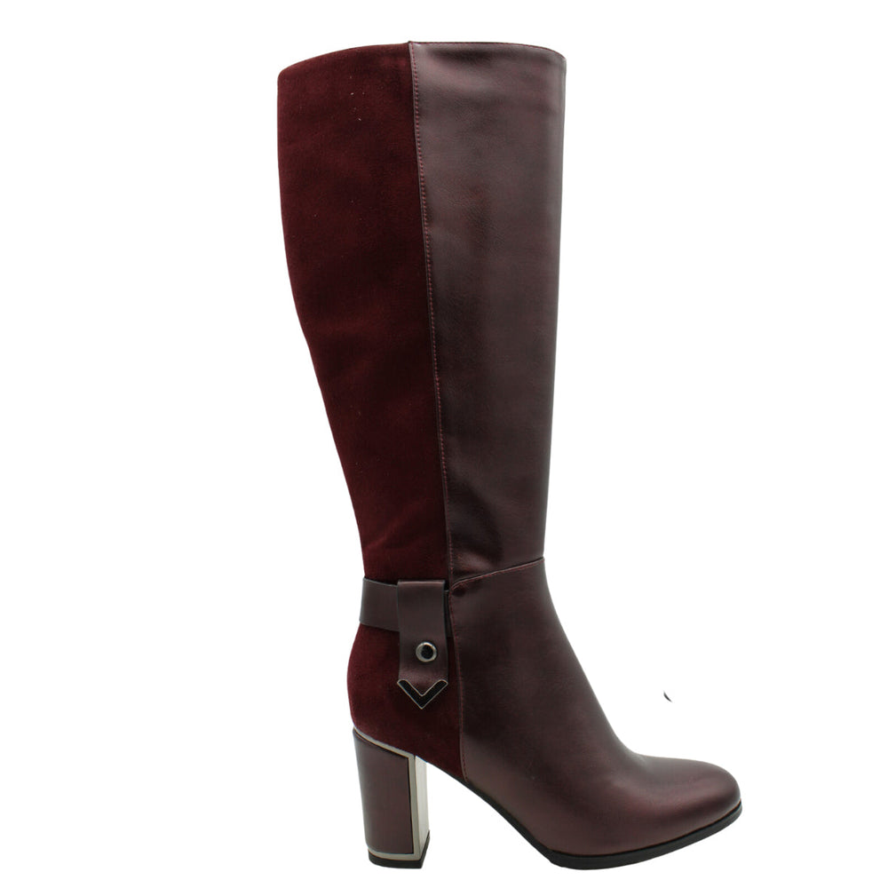 F3253 Side Zip High Boot in Bordo