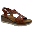 Stefania Italy S5586 Wedge Cutout Sandal in Tan