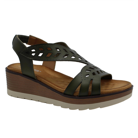 Stefania Italy S5586 Wedge Cutout Sandal in Green