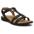 Black strappy sandal on a white background. 12020.