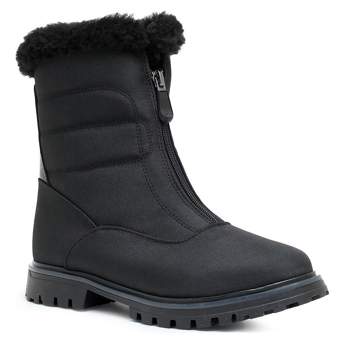 Toe Warmers Alex black waterproof women’s winter boot with soft Milano lining in extra wide fitting. 
