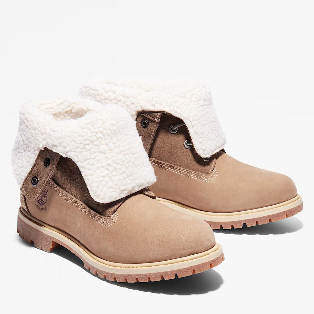 Timberland Women's Warm-Lined Waterproof Roll-Top Boot in Light Brown Nubuck