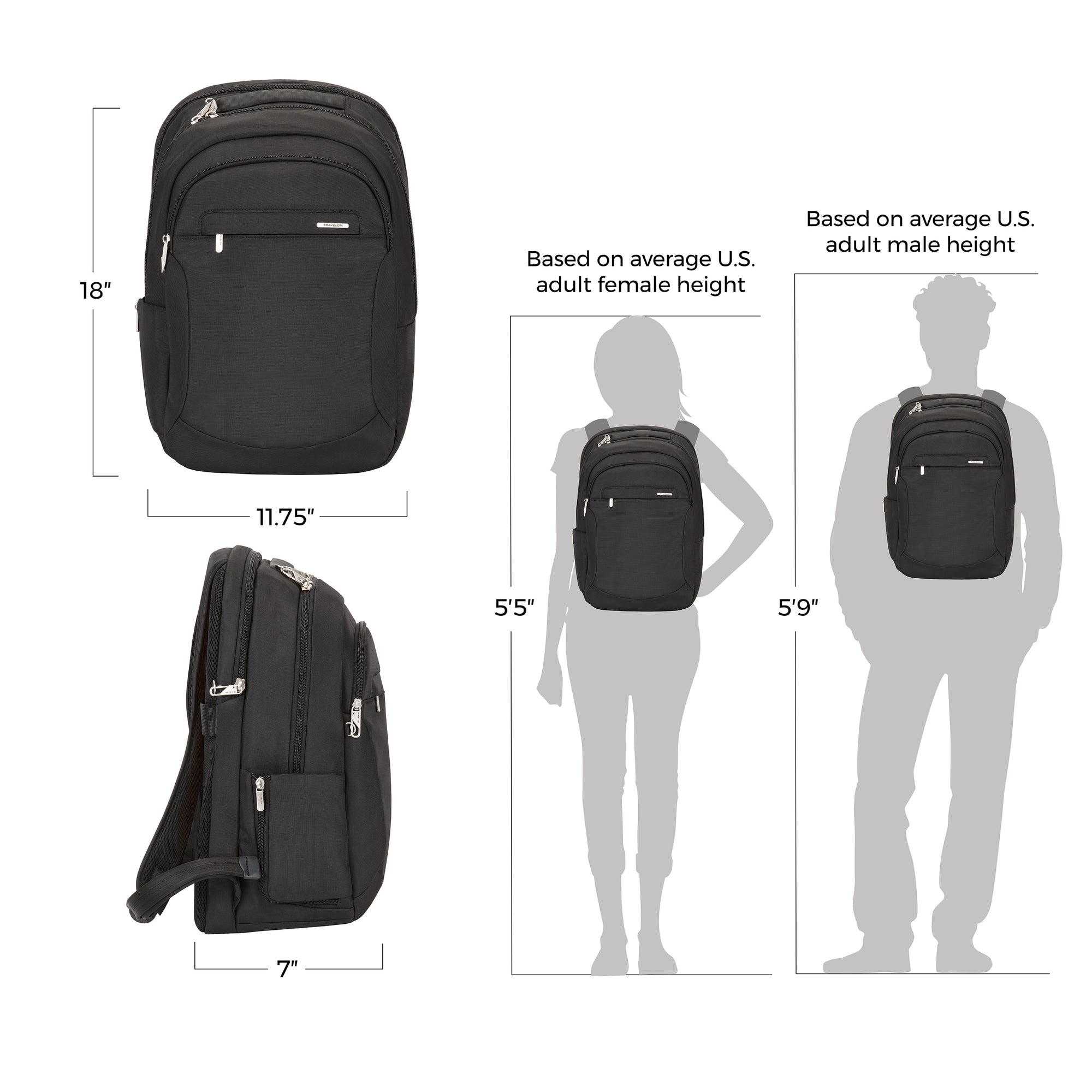 Travelon Anti-Theft Classic Unisex Large Backpack in Black