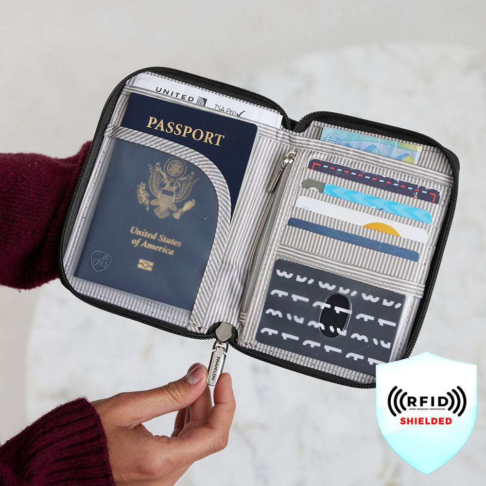 Travelon RFID Blocking Passport Zip Wallet - Moss