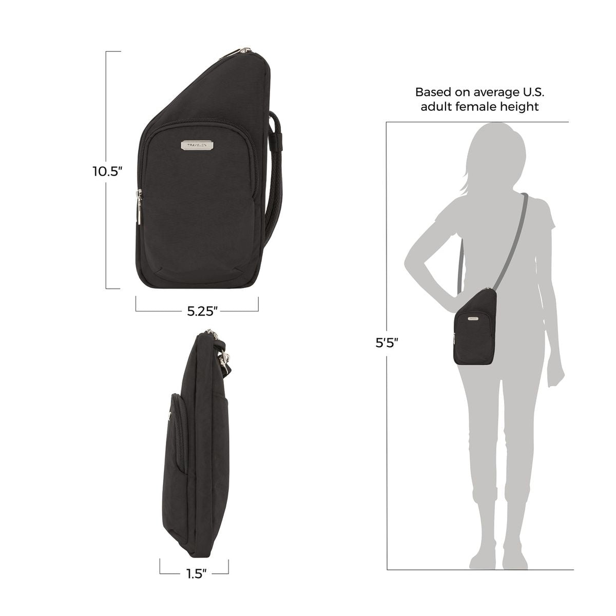 Travelon Anti-Theft Essentials Mini Asymmetric Crossbody in Black