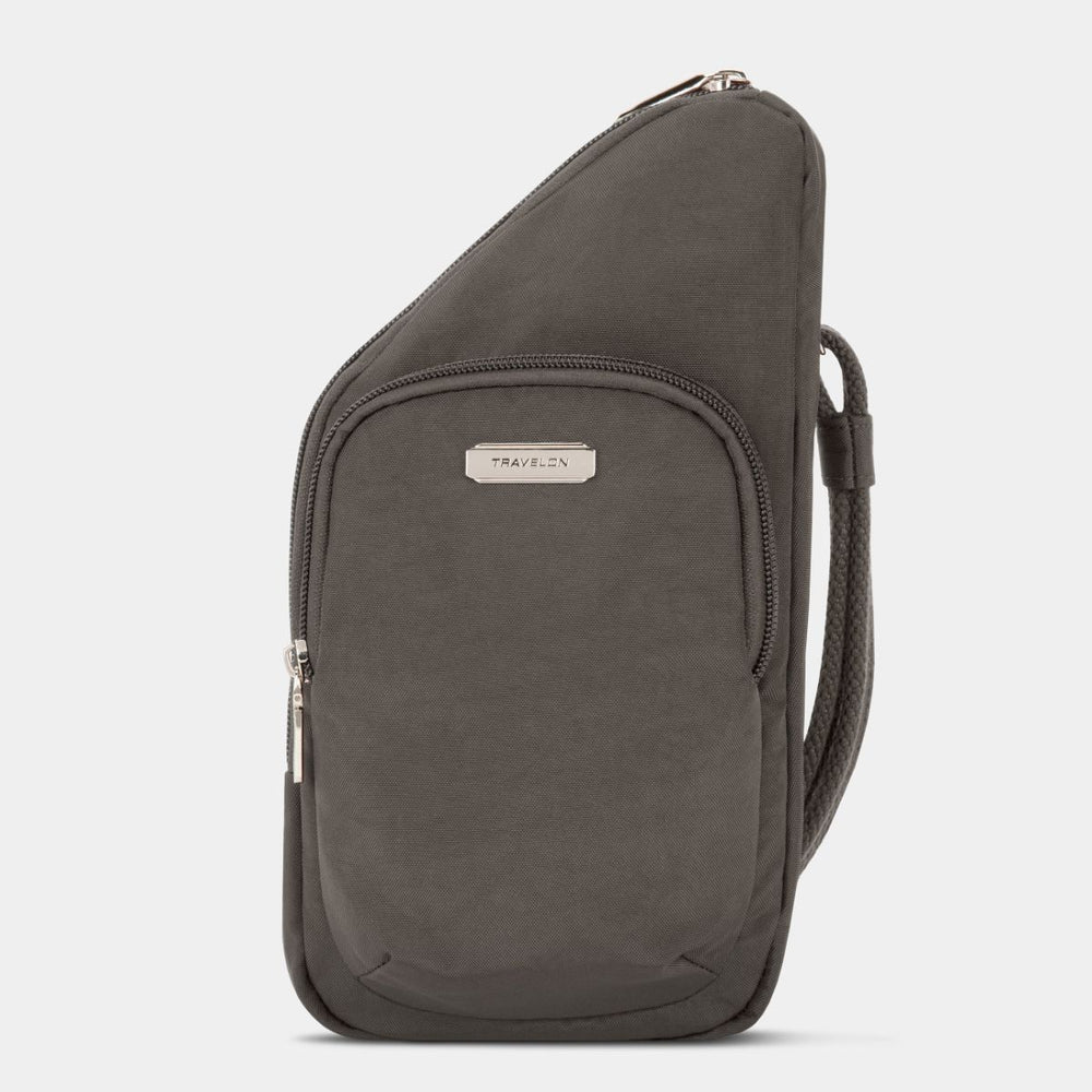 Travelon Anti-Theft Essentials Mini Asymmetric Crossbody in Smoke