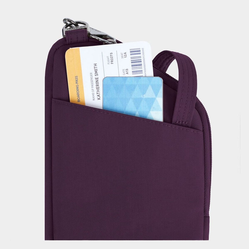 Travelon Women's Runways Anti-Theft Slim Asymmetric Crossbody - Plum