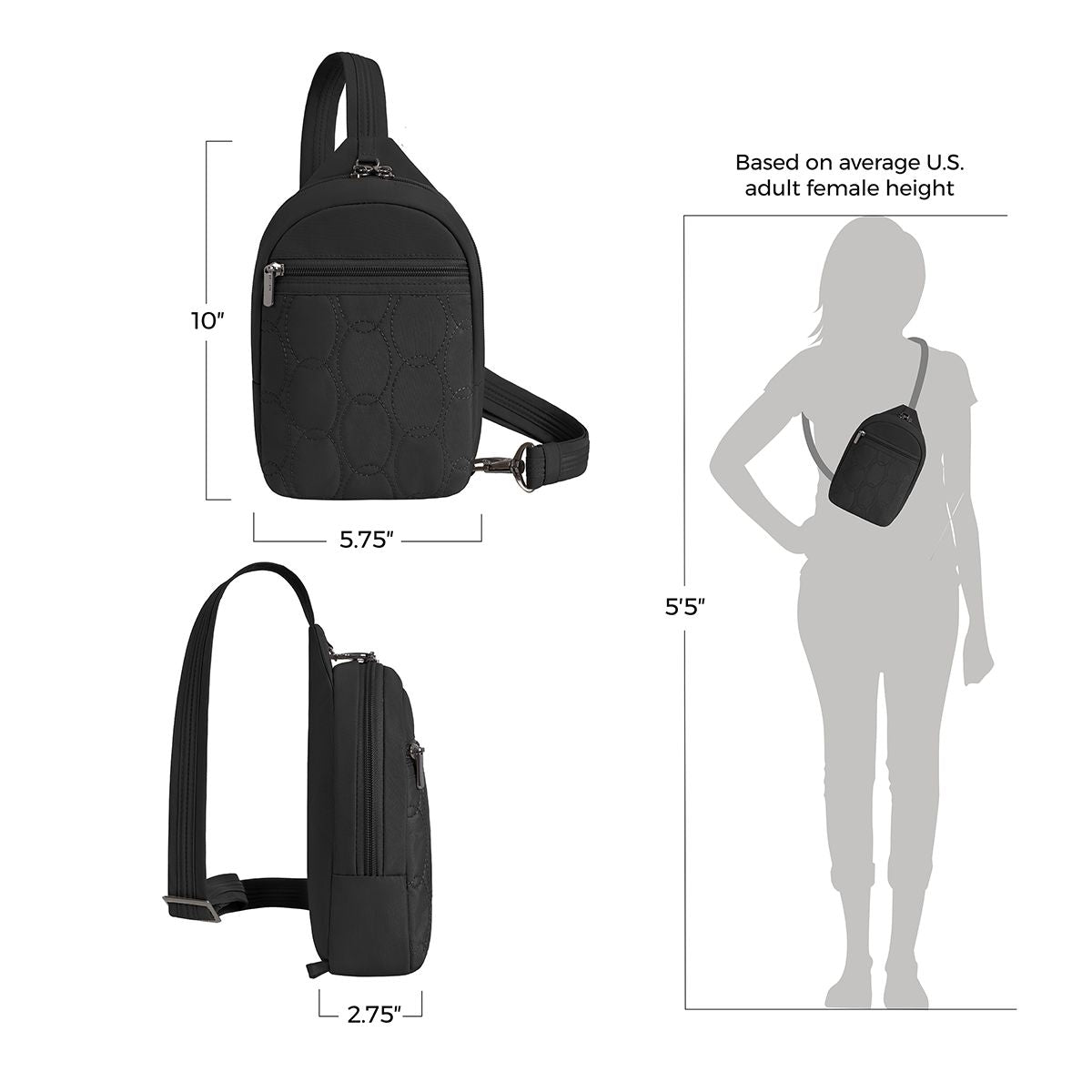 Travelon Women's Runways Anti-Theft Small Sling in Black