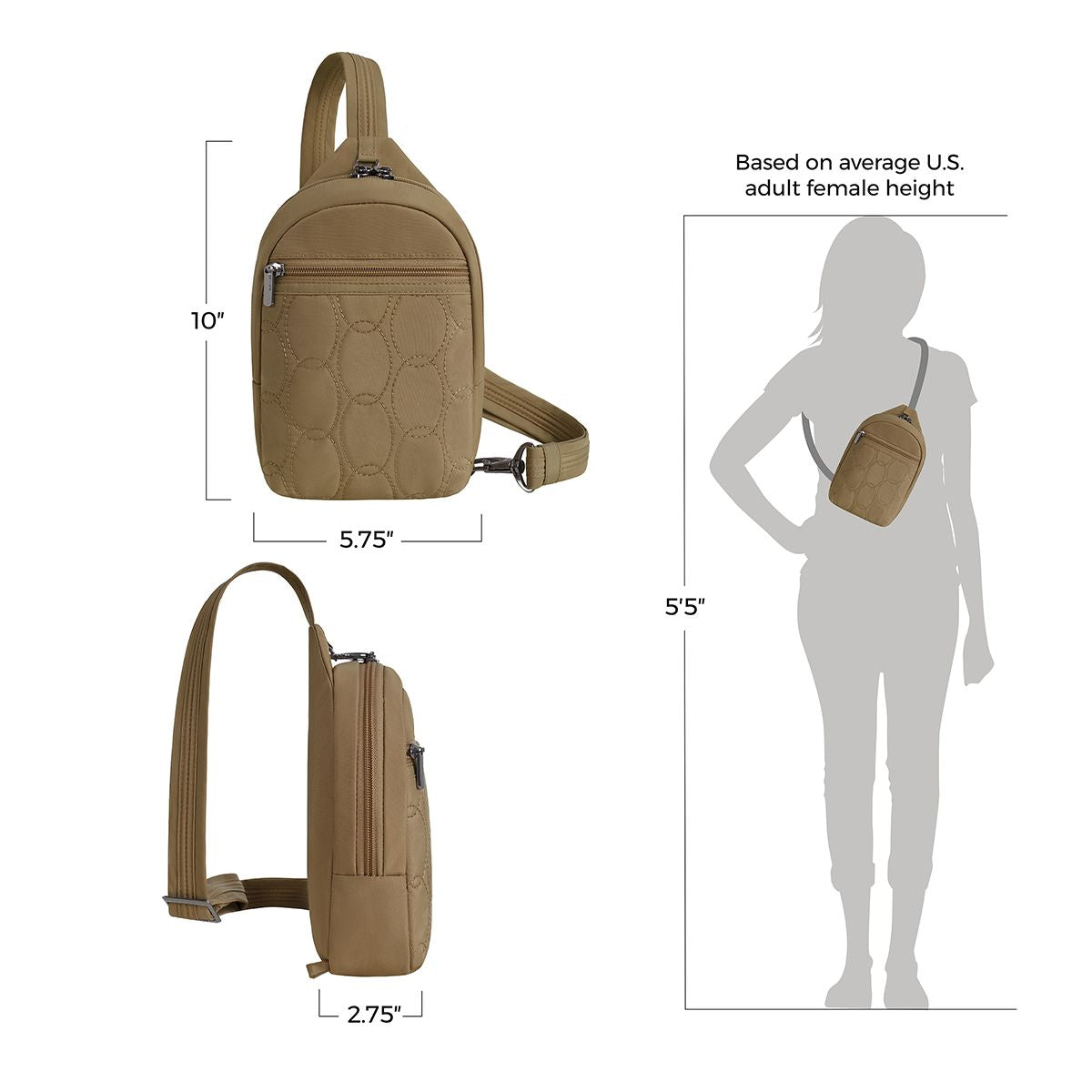 Travelon Women's Runways Anti-Theft Small Sling in Latte