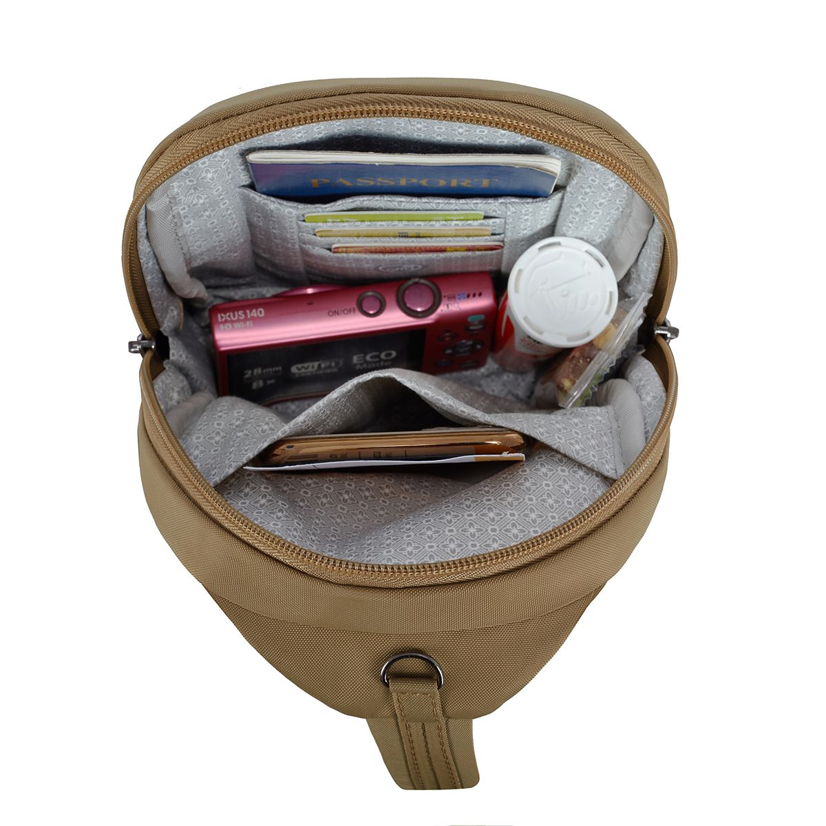 Travelon Women's Runways Anti-Theft Small Sling in Latte