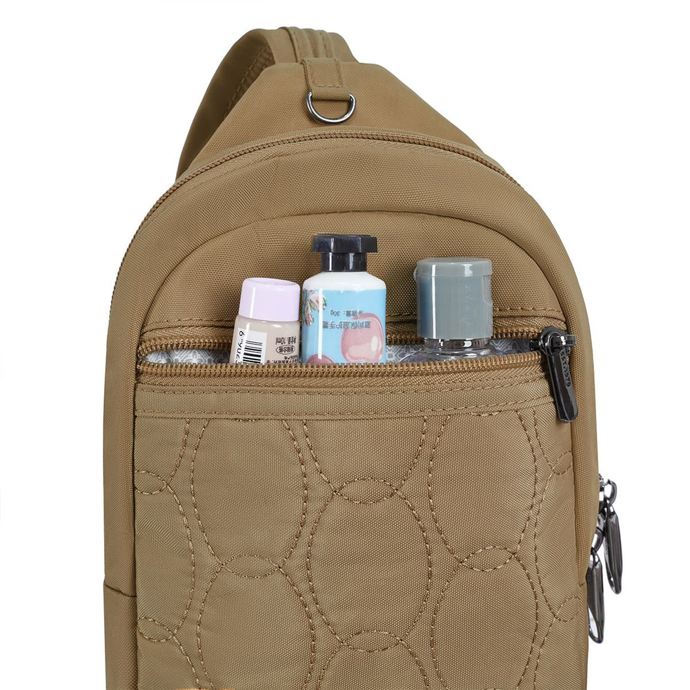 Travelon Women's Runways Anti-Theft Small Sling in Latte