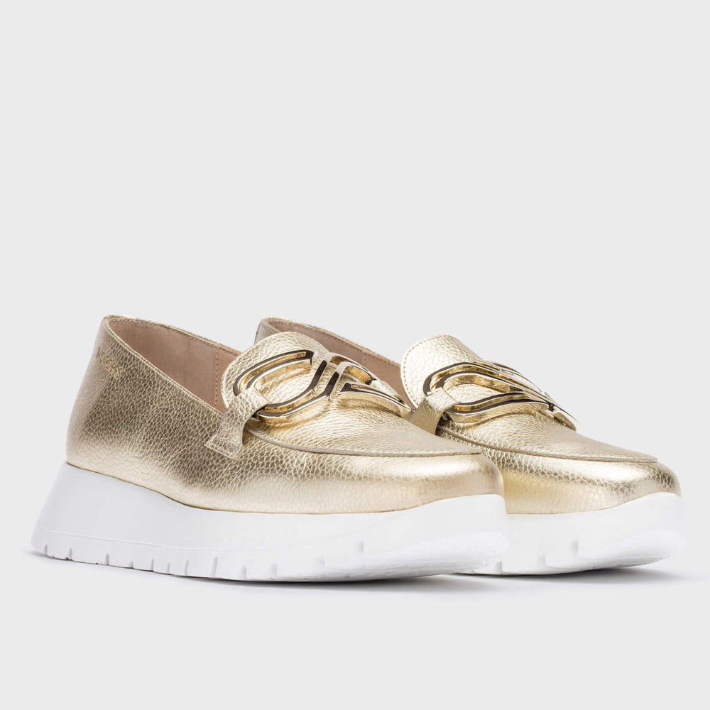 Wonders A-2462 Women's Platform Loafer in Gold
