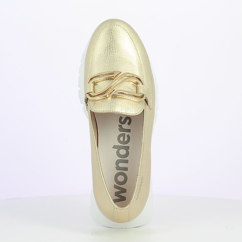 Wonders A-2462 Women's Platform Loafer in Gold