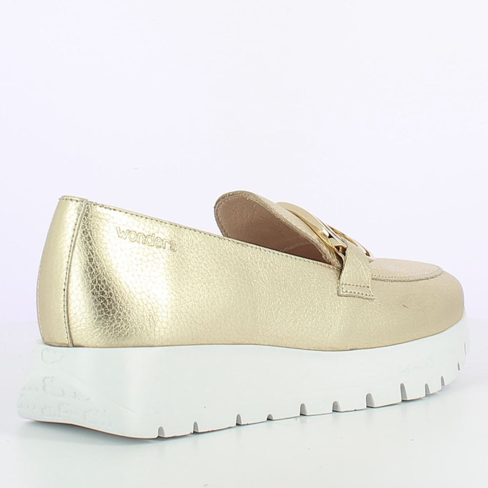 Wonders A-2462 Women's Platform Loafer in Gold