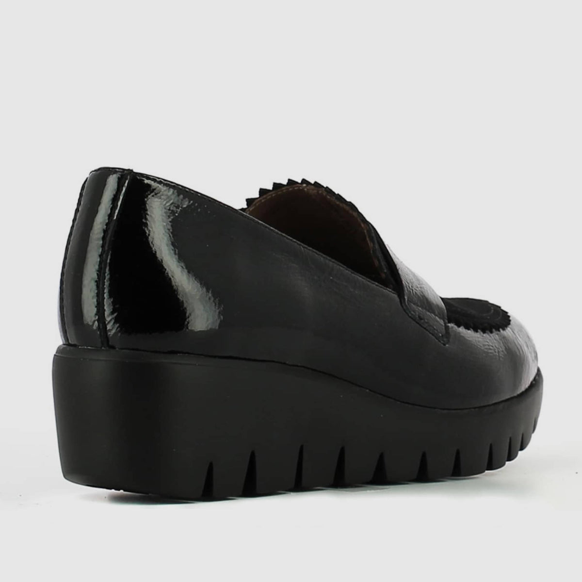 WondersC-33223 Dress Wedge Loafer in Black Patent