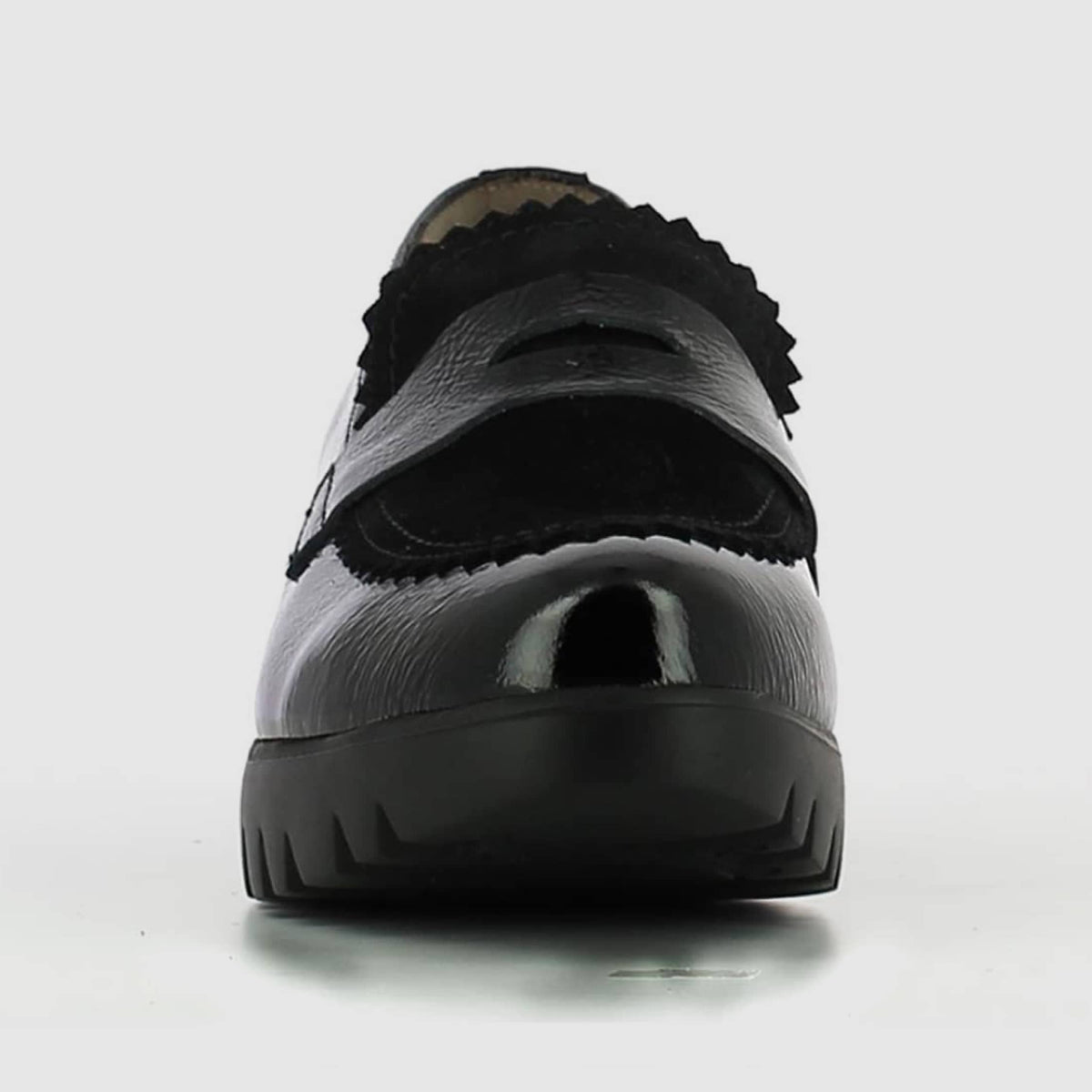 WondersC-33223 Dress Wedge Loafer in Black Patent